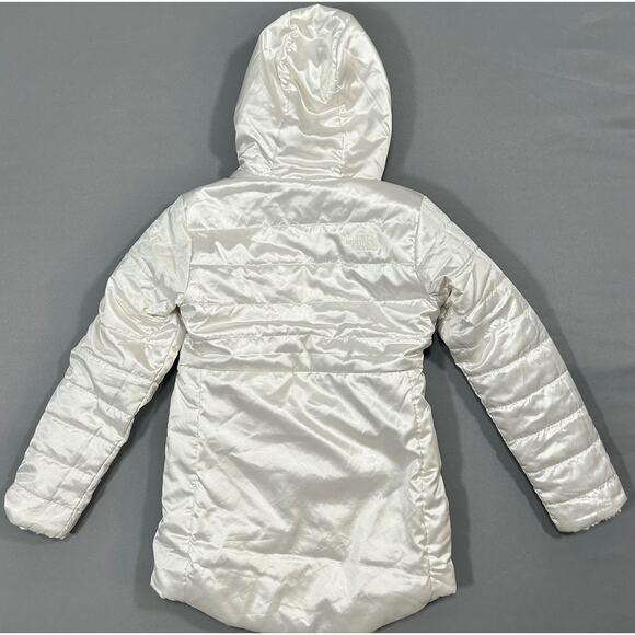 The North Face Reversible Winter Jacket Girls Hooded Soft White Coat 10/12 M - Picture 2 of 10
